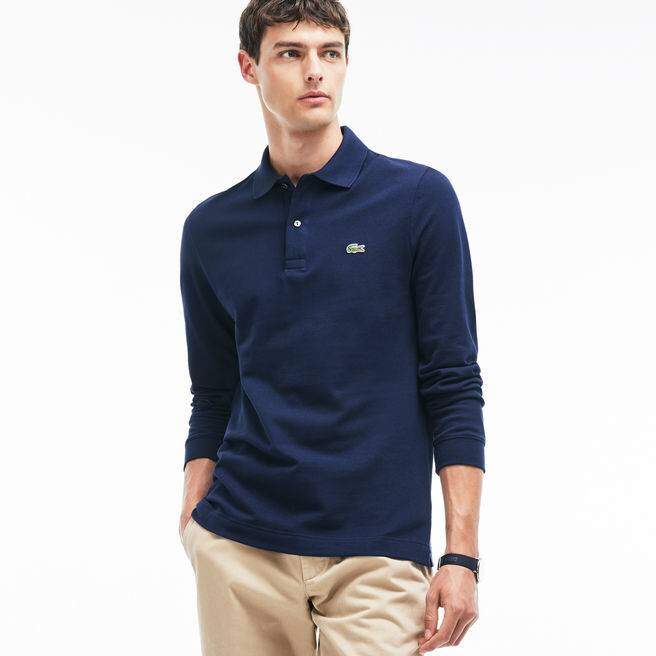 Lacoste Polo Μακρυμάνικο Σκούρο Μπλέ