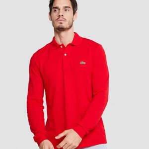 Lacoste Polo Μακρυμάνικο Κόκκινο - Προσφορά